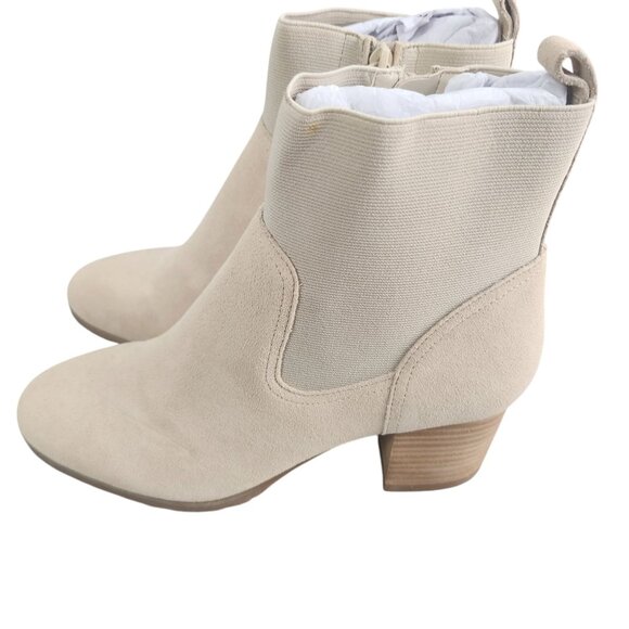 Violet & Red Loaded Knit Cuff Ankle Boots Booties Tan Womens Size 10 Block Heel - Picture 2 of 10